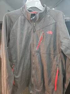 The North Face Jacket Mens L Gray Red Canyonlands Full Zip Fleece Hiking Outdoor - Picture 1 of 9