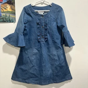 Bonnie June Girls Denim Dress Size 6 Ruffles - Picture 1 of 5