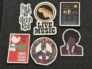 Lot of (6) WOODSTOCK Festival 1" to 3" Logo STICKERS Fast FREE SHIP! Summer 69 - Picture 1 of 1