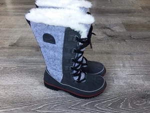 NUEVAS Botas Sorel Tivoli Gris Cuero Textil Piel Sintética Forradas Con Cordones Para Mujer Talla 7 - Imagen 1 de 13