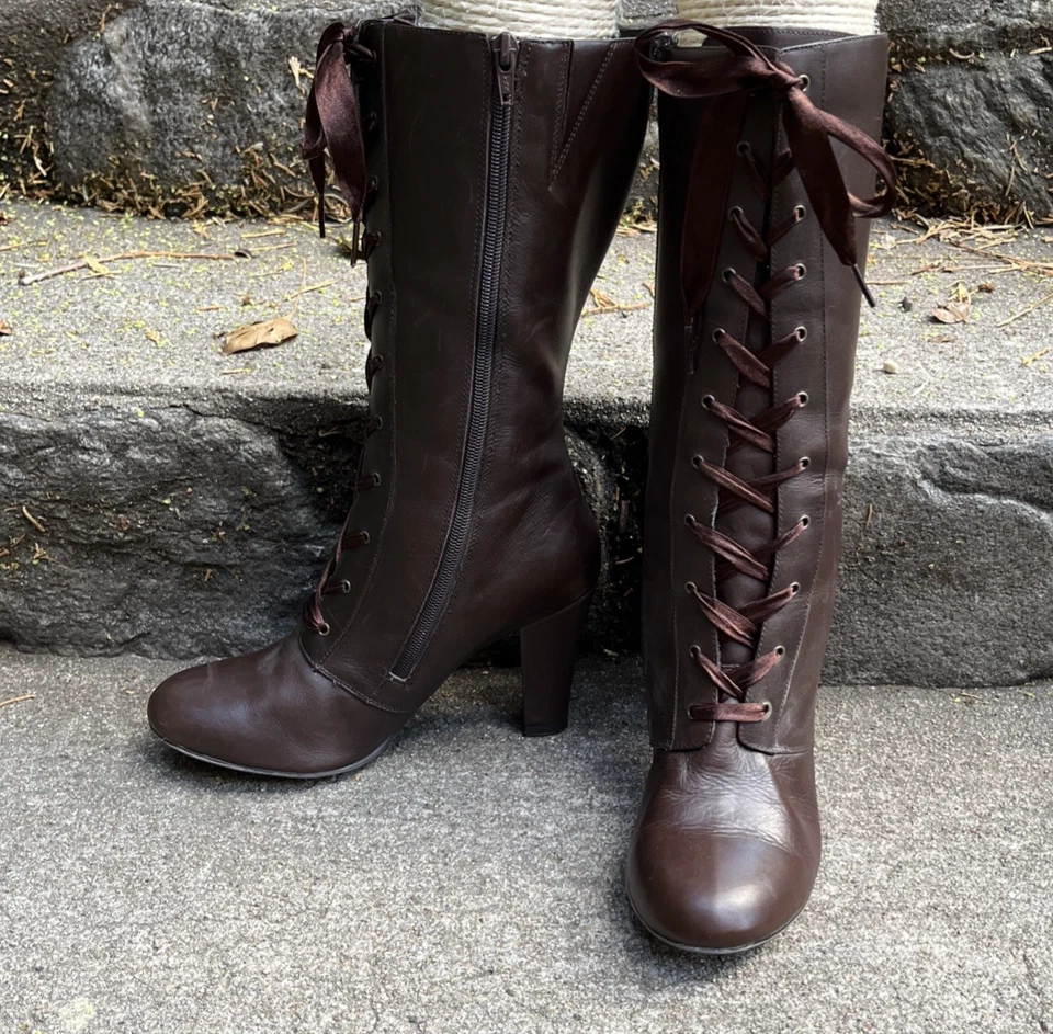 Hillard Hanson Mujer Botas Marrón Cremallera Punta Redonda EE. UU. 8.5 "Victoriano" Foto 1 de 4