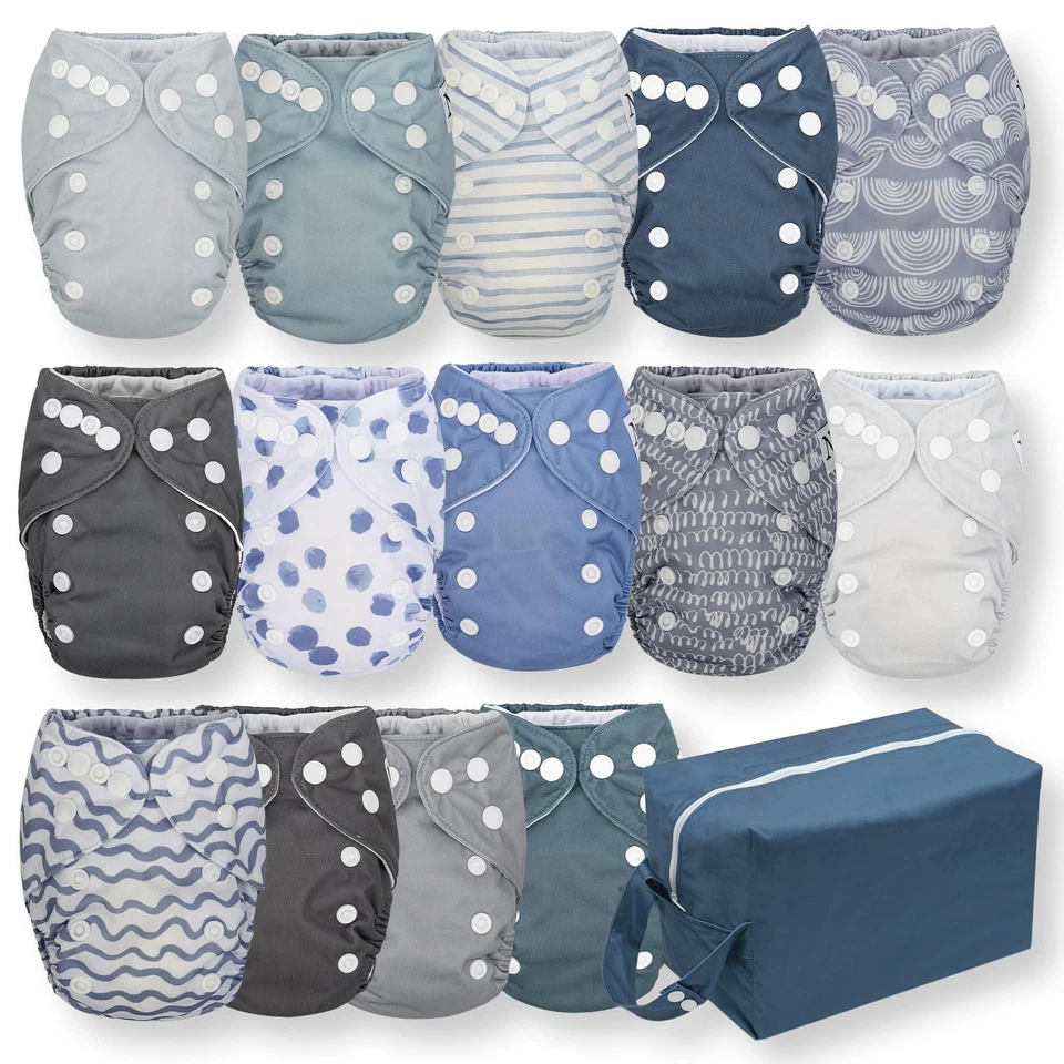 Newborn All-in-One Cloth Diaper 14-Pack with Diaper Pod for Clean Storage - W... - Image 1 of 4