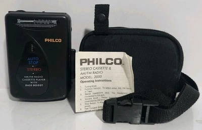 Reproductor de casete estéreo Philco 2000 AM/FM RADIO Bass Boost e instrucciones (funciona) Foto 1 de 4