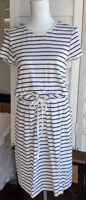 Vestido Pact Organic Para Mujer Santa Ana Rayas Negro Crema Relajado S Bolsillos Foto 1 de 4