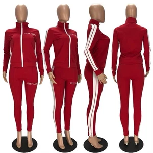 Women’s LUCKY LABEL Women's Skinny Fit Two-Piece Red Jogger Track Suit Set XXL - Picture 1 of 5