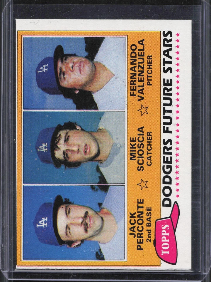 1981 Topps Dodgers Future Stars Perconte Scioscia Valenzuela Rookie #302  - Image 1 of 2