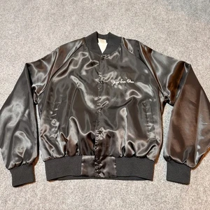 VINTAGE Kennedy Space Center Jacket Mens Medium Black Snap Button Made USA - Picture 1 of 13