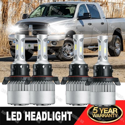 For Dodge Ram 2500 2006-2008 2 Pairs of H13 LED Headlights High Low Beam Bulbs - Image 1 of 4