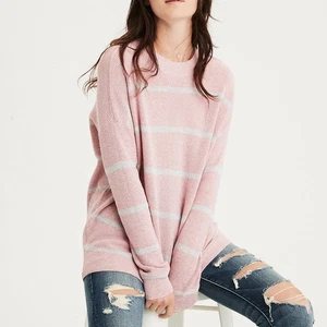 American Eagle gestreifter Jegging Fit Langarm Hi-Low Pullover pink XS Cozycore - Bild 1 von 9