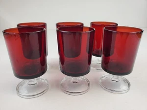 Vintage Luminarc Ruby Red Footed Wine Glasses. Set Of 6 - 4"Tall. - Picture 1 of 4