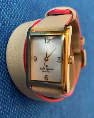 Kate Spade New York Womens Wristwatch Leather Cream Double Wrap Band Watch - Image 1 of 4