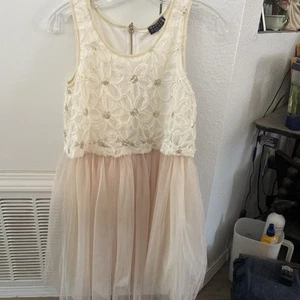 $89 Hannah Banana Big Girl 16 Party Dress Ivory Tulle Midi Gold - Picture 1 of 9