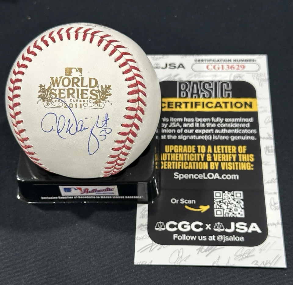 Adam Wainwright Firmado Serie Mundial 2011 Cardenales de Béisbol Autografiado Certificado de Autenticidad JSA Foto 1 de 2