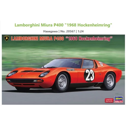 LAMBORGHINI MIURA P400 N.23 HOCKENHEIMRING 1968 KIT 1:24 Hasegawa Kit Auto Model - Immagine 1 di 1