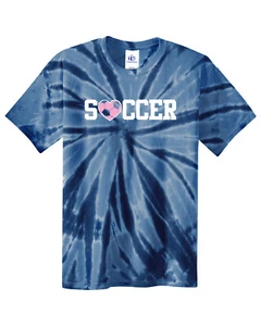 Soccer With Heart Youth Tie Dye T-Shirt Cute Valentine's Day Gift - Picture 1 of 8
