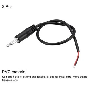 3.5mm Male Plug Bare Wire TS 2 Pole Mono 1/8" Plug Jack Audio Cable 0.25m,2pcs - Picture 1 of 5