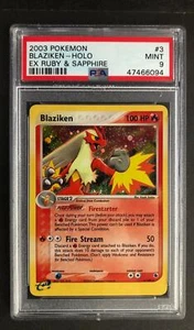 Pokemon Blaziken Holo 2003 PSA 9 como nuevo ex rubí y zafiro #3/109 tarjeta rara #3 - Imagen 1 de 3