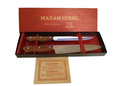 MAXAM PRECISION CARVING KNIFE HOLLOW GROUND FINE STAINLESS STEEL 9” CHEF & 8” - Image 1 of 4
