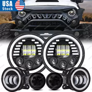 For Jeep Wrangler JK 2007-2018 Combo DOT 7'' LED Headlights Turn Fog Lights Kits - Picture 1 of 14