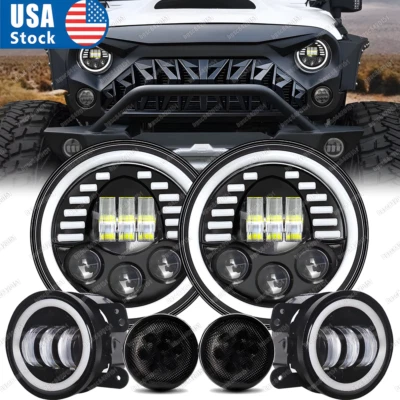 Kits de luces antiniebla giratorias faros LED de 7"" combo punto para Jeep Wrangler JK 2007-2018 Foto 1 de 4