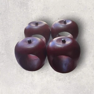 Vintage Holz Apfel Servietten Ring Halter MCM 4er Set Landhausstil - Bild 1 von 3