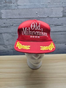VINTAGE ALTER MILWAUKEE BIER TRUCKERHUT - ROT - RÜHREI - DRUCKKNOPFLASCHE - NOS - Bild 1 von 7