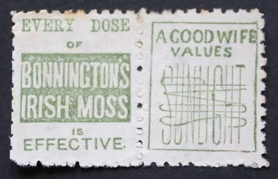 New Zealand 1893 QV One Penny pair Green Irish Moss advert SG 218k used — 第 1/2 张图片