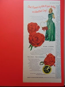 1949 F.T.D Send Your Darling Flowers on Valentine's Day!  art print ad - Picture 1 of 1