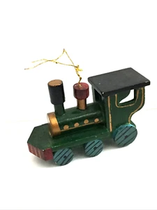 Vintage bemalter Zug Lok hängende Ornament Weihnachtsbaum 2"T x 4"L nicht beweglich - Bild 1 von 4