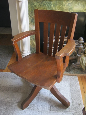 Antique Vintage Swivel Wood Desk Arm Office Chair Cover