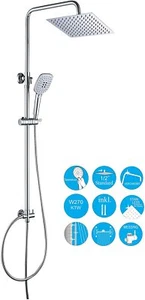 JOHO Edelstahl Duschset Duschsystem mit Brausekopf 20x20cm und 3 Wege Handbrause - Bild 1 von 8