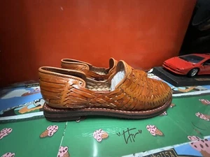 Men's Closed Toe Genuine Leather Mexican Huarache Sandals Mocasin Size 8 - Picture 1 of 16