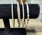 Women’s Silvertone Metal Fashion Rhinestone Bangle Bracelets Set of 4