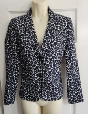 J.CREW школьника куртка льняной блейзер темно-синий белый цветочный 4P - Изображение 1 из 4