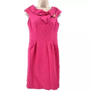 Eliza J Pink Dress 6 Collared Sleeveless Textured Party Wedding Casual Work - Picture 1 of 2