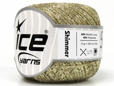 Light Gold Shimmer Ribbon Floss 81076 Ice Yarns Metallic Flat Braid 25gr 174y - Image 1 of 3