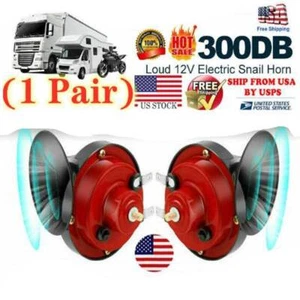 2x 12V 300DB Bocina de Tren Súper Fuerte Impermeable Motocicleta Coche Camión SUV Barco Rojo - Imagen 1 de 11