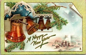 Postcard Happy New Years Four Bells Shepherds Tuck's Series 139 1908 - Picture 1 of 2