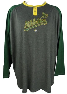 Camisa de manga larga Oakland Athletics MLB Majestic para hombre con gráficos grandes y altos - Imagen 1 de 6