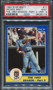 PSA 9 MINT 1984 STAR GEORGE BRETT #17 ROYALS 1983 SEASON 90119 HOF B177
