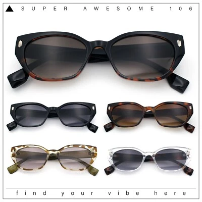 Womens Mod Urban City Hipster Rectangle Cat Eye Plastic Sunglasses — 第 1/3 张图片