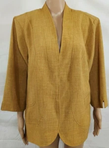 R&K ORIGINALS Women Open Jacket Size 22W Mustard Color Long Sleeves - Picture 1 of 11