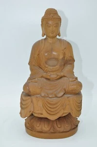 Vintage Chinese Wooden Buddha Statue Figurine - Picture 1 of 10