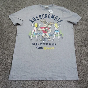 NWT Vintage Abercrombie & Fitch Shirt Mens XXL 2XL Gray Muscle Moose Graphic Tee - Picture 1 of 10