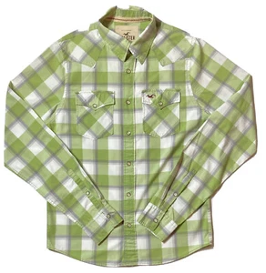 Hollister Western Druckknopf Karo Stil Perlen Langarm Knopfleiste Hemd Medium - Bild 1 von 6