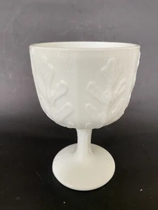 Pedestal plantadora de vidrio de leche FTD de colección jarrón o compuesto patrón de hoja de roble 1975 - Imagen 1 de 6
