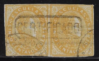 Venezuela: 1871; Scott 026, pair, cancellation post, clear, EBVE057KH - Image 1 of 2