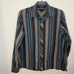 Kenneth Cole New York Mens Size Small Brown Multicolor Striped Button Down Shirt - Bild 1 von 10