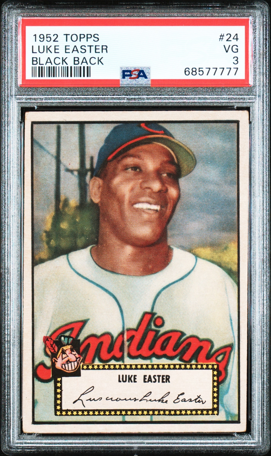 1952 Topps Luke Easter #24 Black Back PSA 3 NEW LABEL VINTAGE BASEBALL