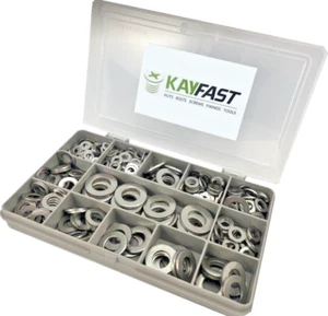 FORM A FLAT WASHERS A4 MARINE STAINLESS M4 M5 M6 M8 M10 M12 WASHER 395 PIECE KIT - Picture 1 of 3